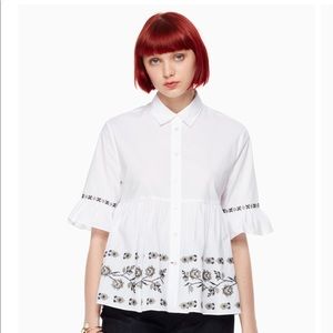 Kate Spade Broome Street Embroidered RuffleSleeved